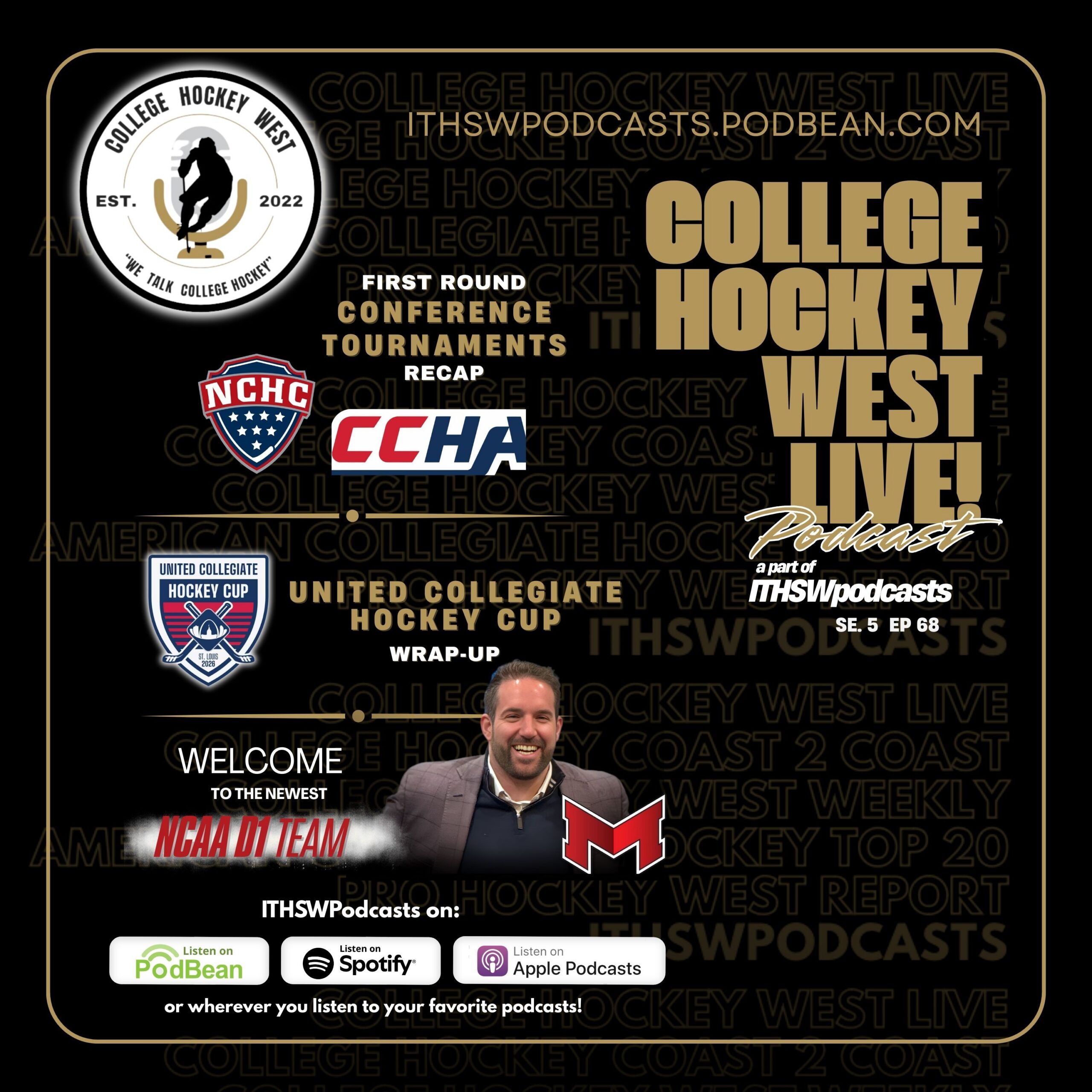 College Hockey West LIVE!  Se 5  Ep 68  March 8, 2026
