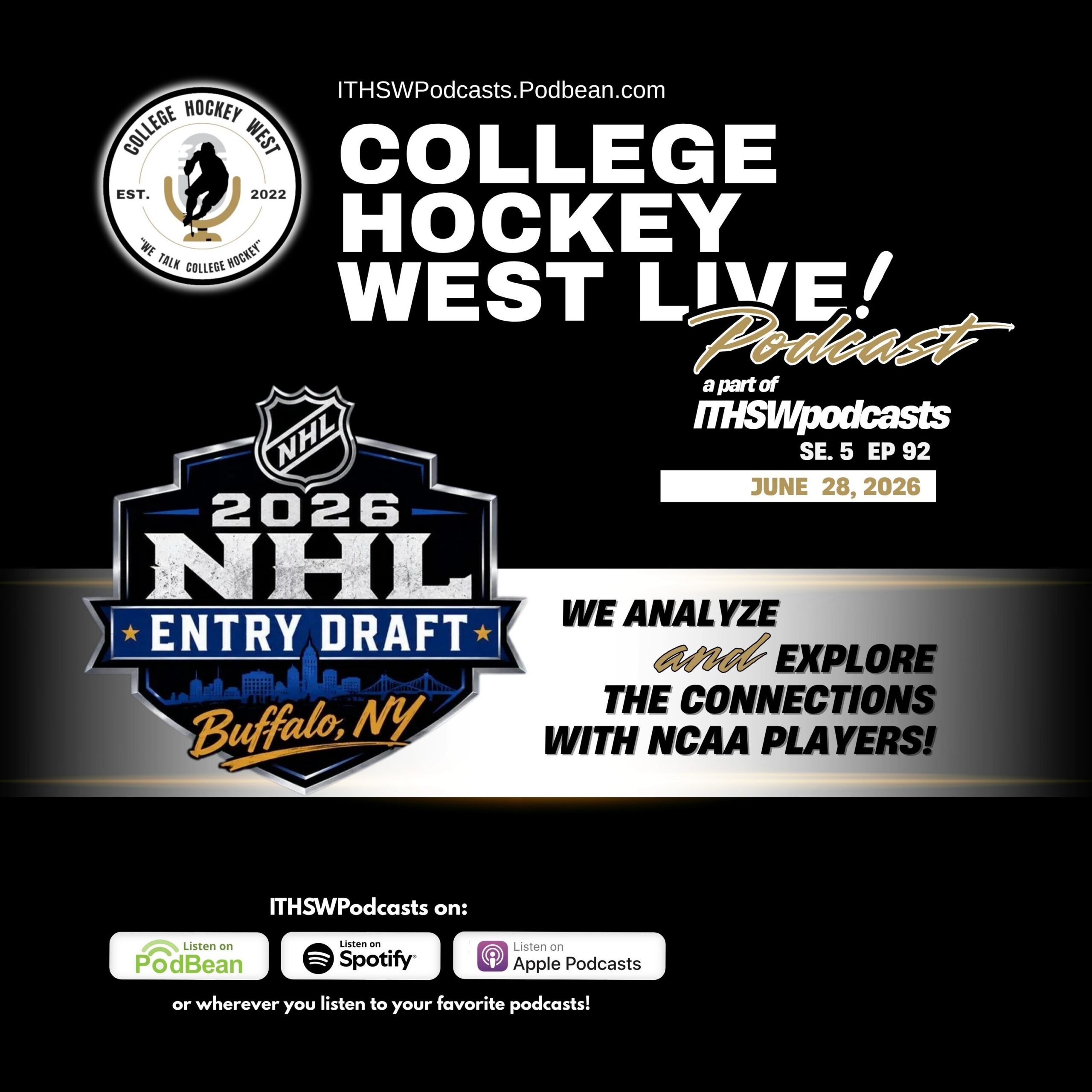 College Hockey West LIVE!  Se 5  Ep 92  June 28, 2026